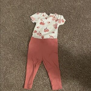 Carter's Cherry Print Top and Pink Leggings Set